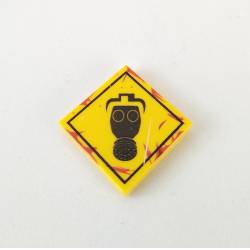 "Danger: Gas mask only" Sign yellow - tile 2x2