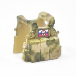 Armored vest LBT 6094 closed pouches, rectangular patch with skull. moss camouflage