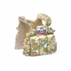 Armored vest LBT 6094 closed holsters, camouflage multicam, Patch Russian flag and skull